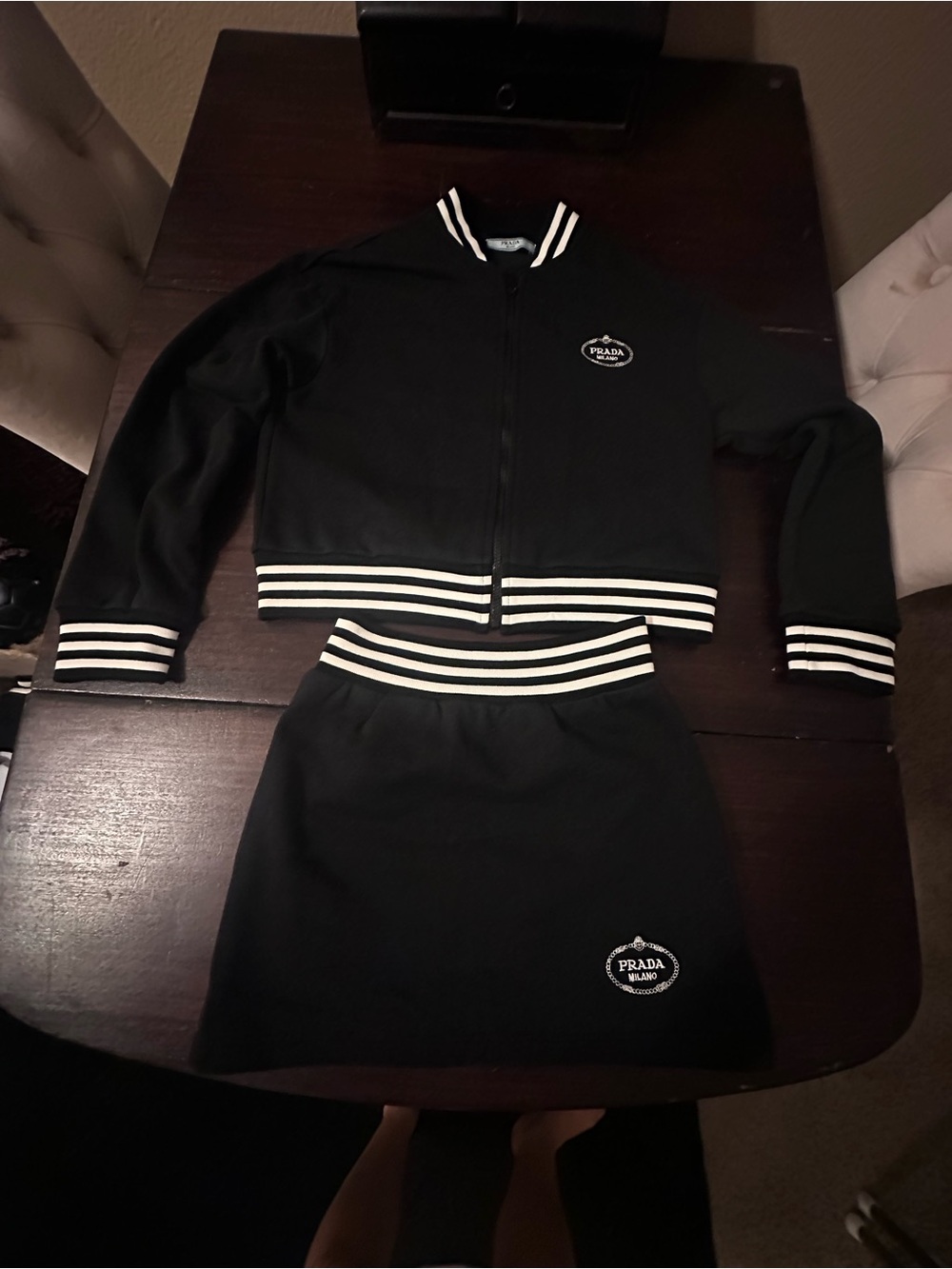 Prada Black Jacket and Skirt Set